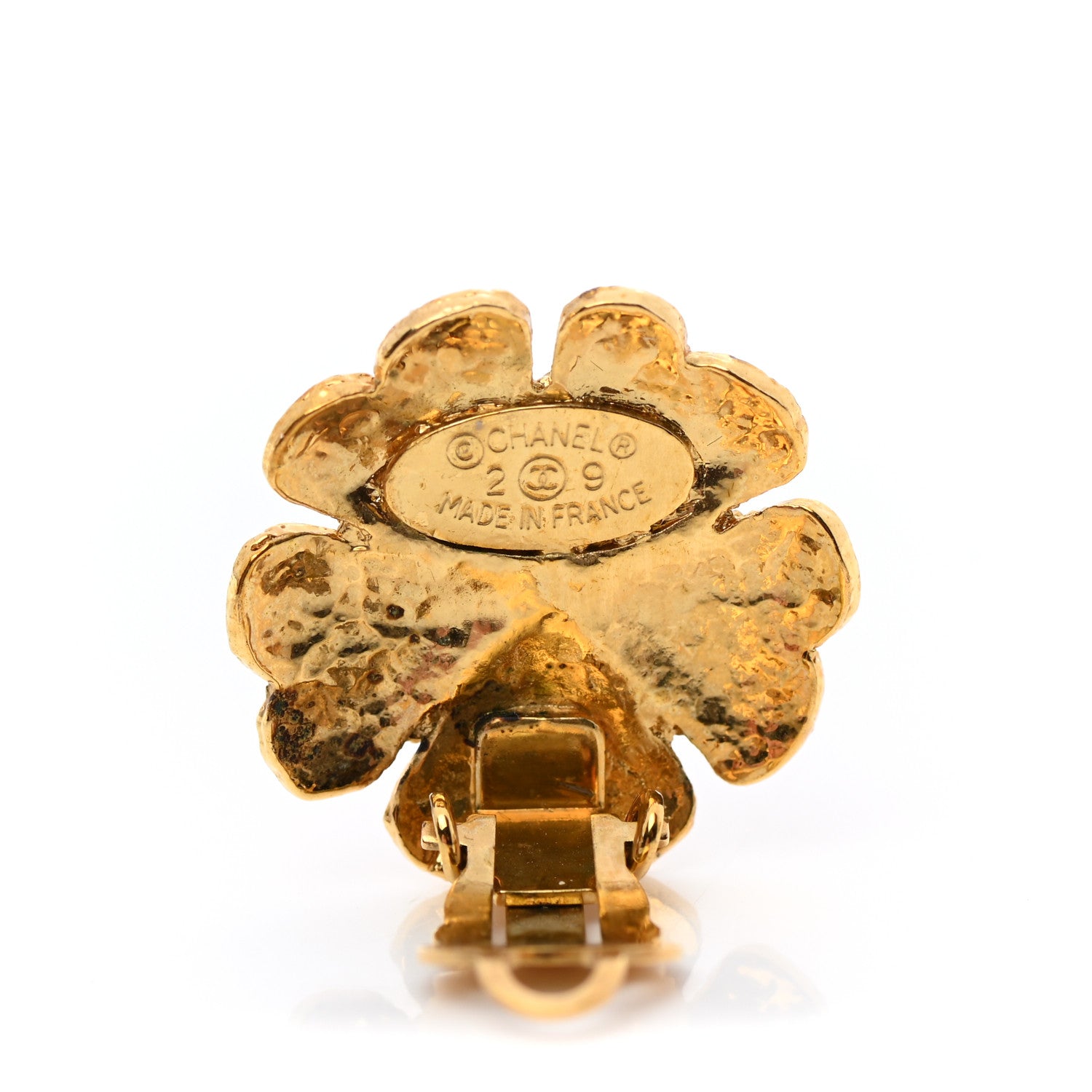 Chanel Pearl CC Flower Clip On Earrings Gold 4 of 6