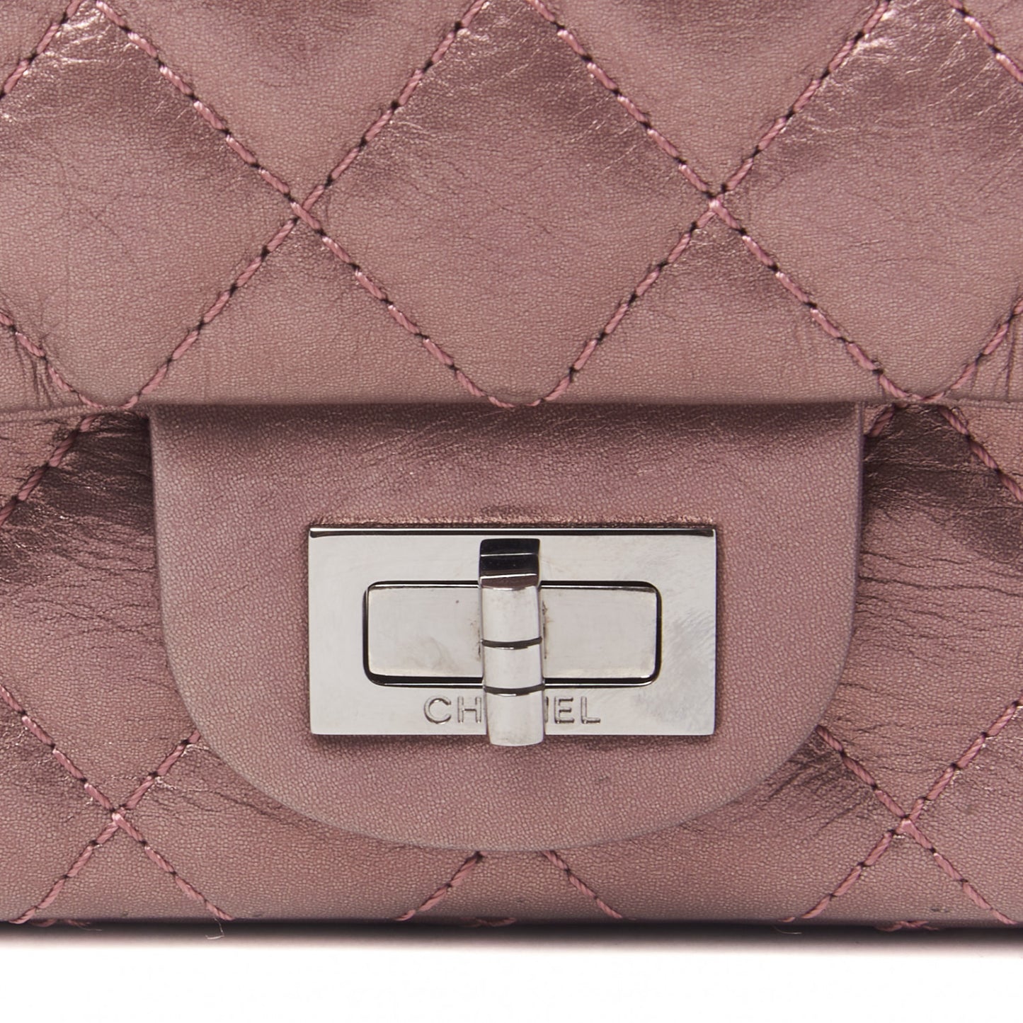 Metallic Aged Calfskin Quilted 2.55 Reissue 225 Flap Rose Fonce