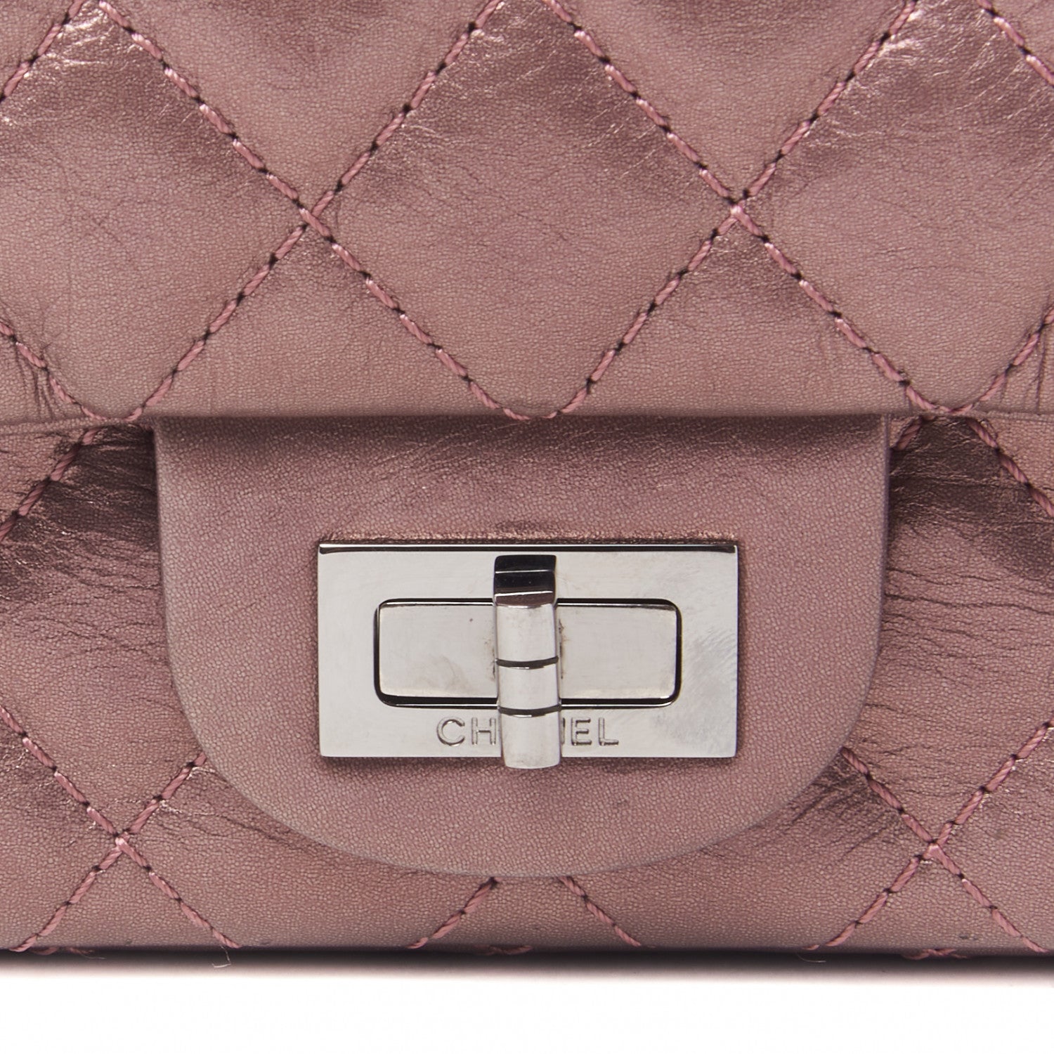 Chanel Metallic Aged Calfskin Quilted 2.55 Reissue 225 Flap Rose Fonce 9 of 9