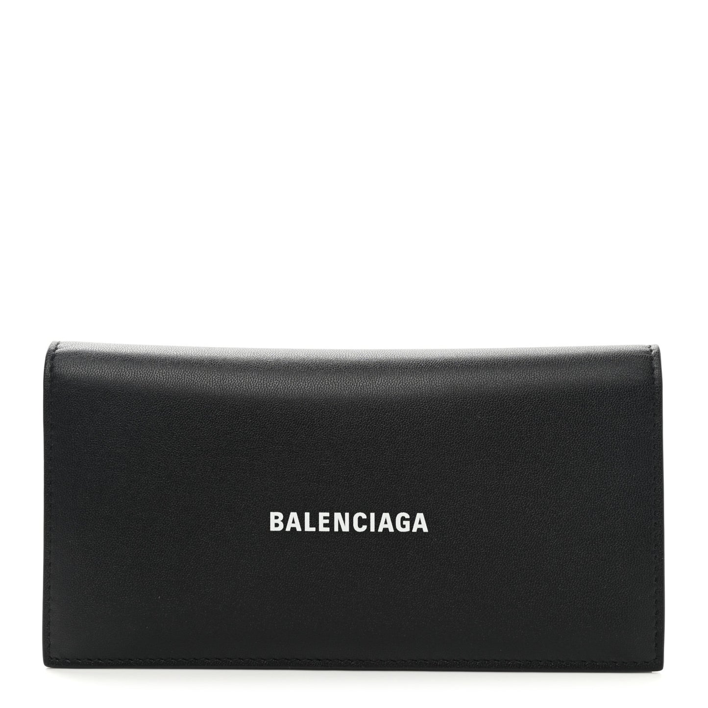 Calfskin Cash Vertical Long Wallet Black