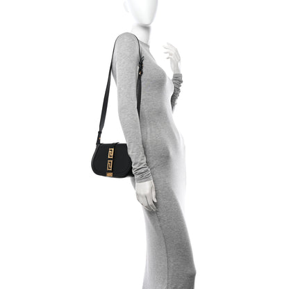 Versace Calfskin Medium Greca Goddess Shoulder Bag Black 2 of 11