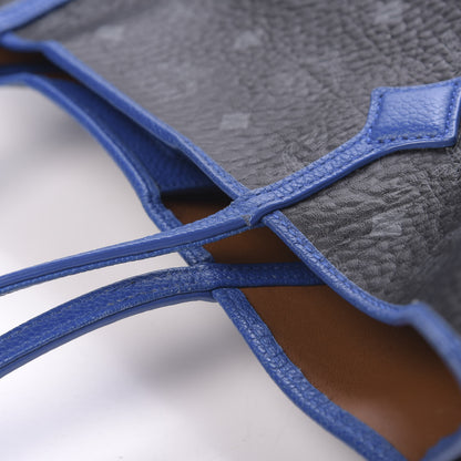 MCM Metallic Visetos Medium Kira Shopper Tote Black Blue 14 of 17