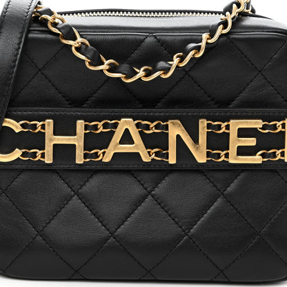 Chanel Calfskin Quilted Enchained Camera Case Bag Black 8 of 10