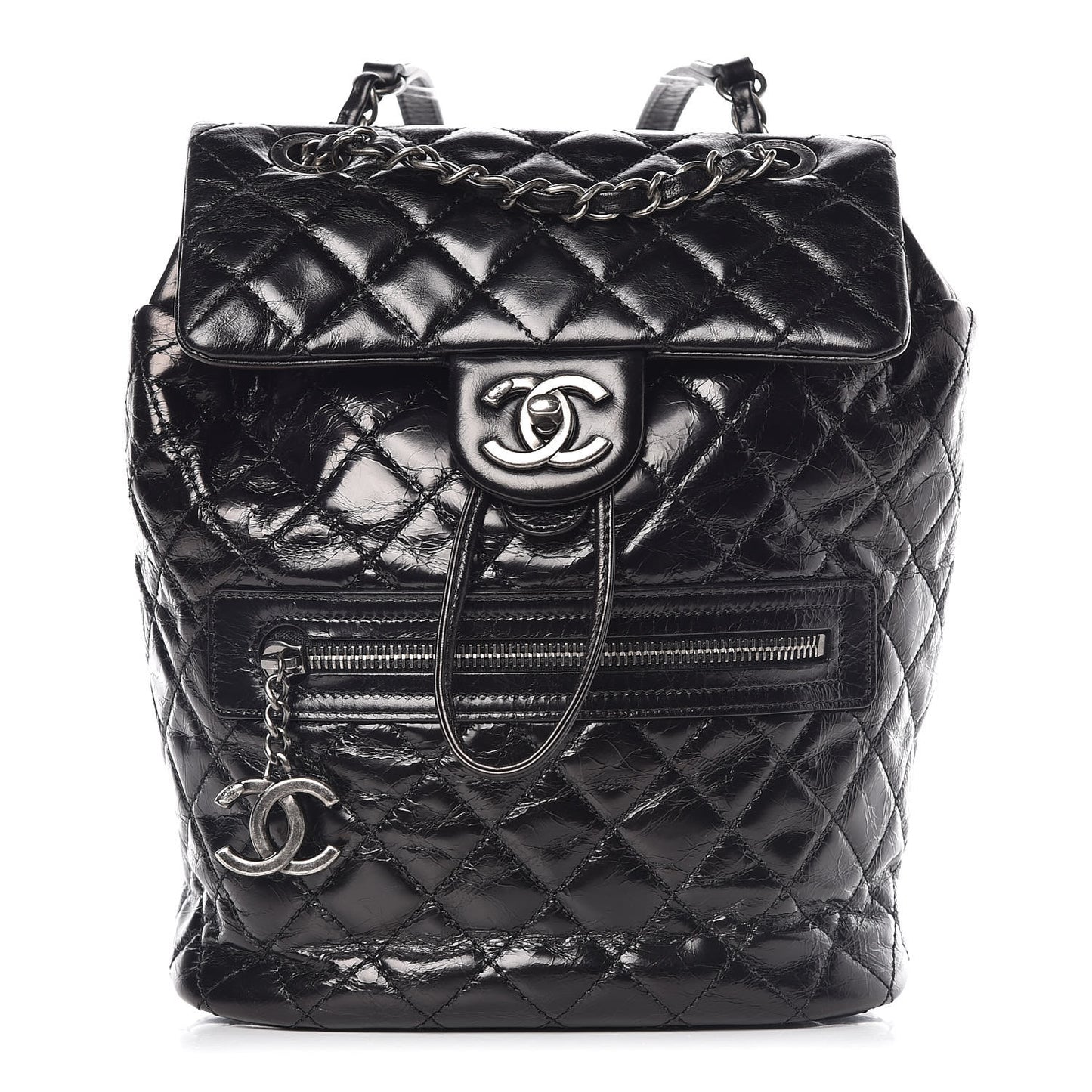 Glazed Calfskin Quilted Small Salzburg Mountain Backpack Black