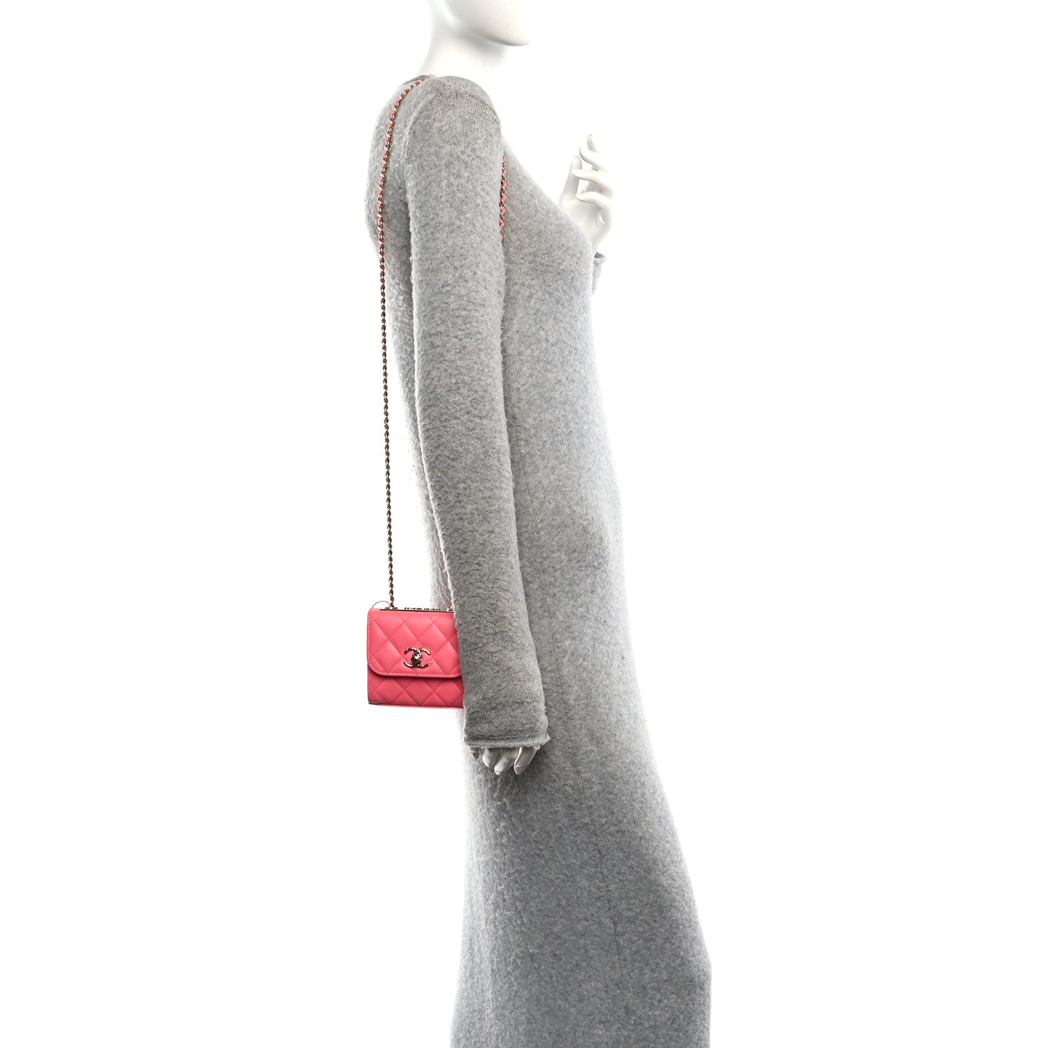 Chanel Lambskin Quilted Mini Trendy CC Chain Wallet Pink 2 of 14