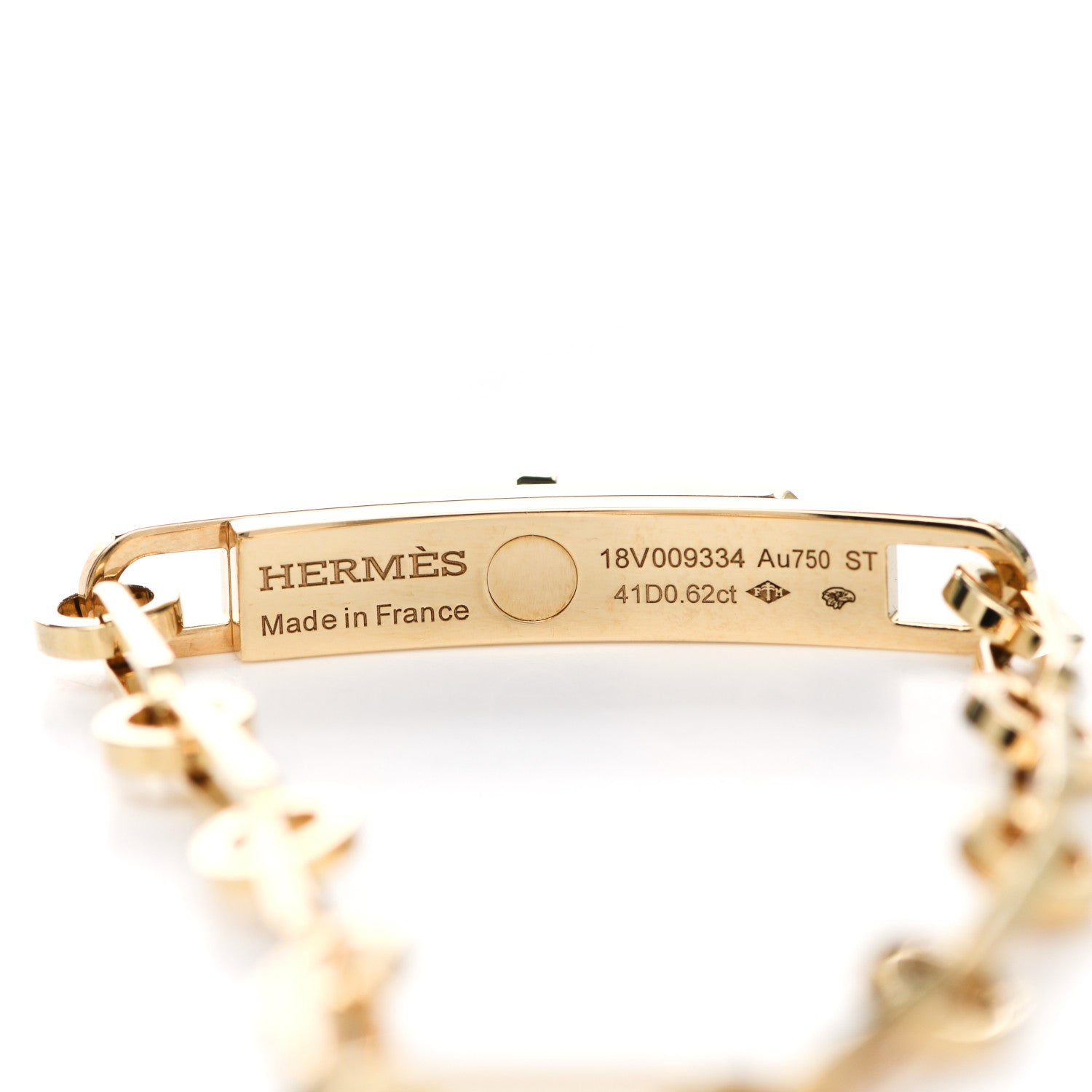 Hermes 18K Yellow Gold Diamond Pave PM Kelly Chaine Bracelet ST 4 of 5