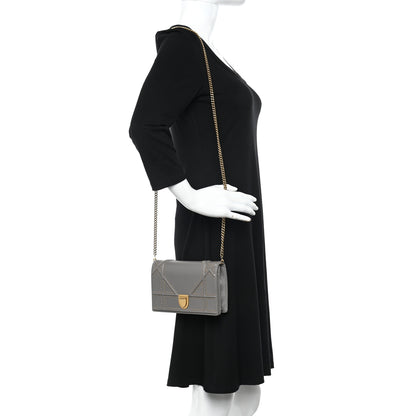 Christian Dior Calfskin Studded Diorama Wallet on Chain Pouch Grey 2 of 10
