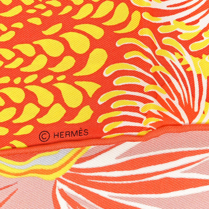 Hermes Silk Mountain Zebra Scarf 90 Orange Soleil Rose 4 of 5
