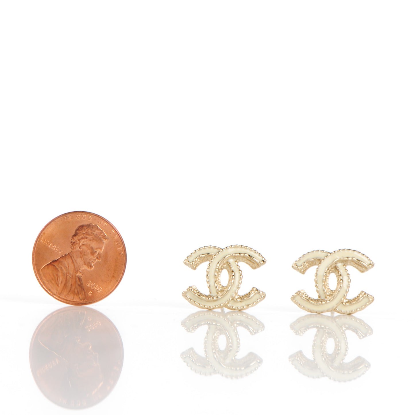 Enamel CC Earrings Gold Ivory