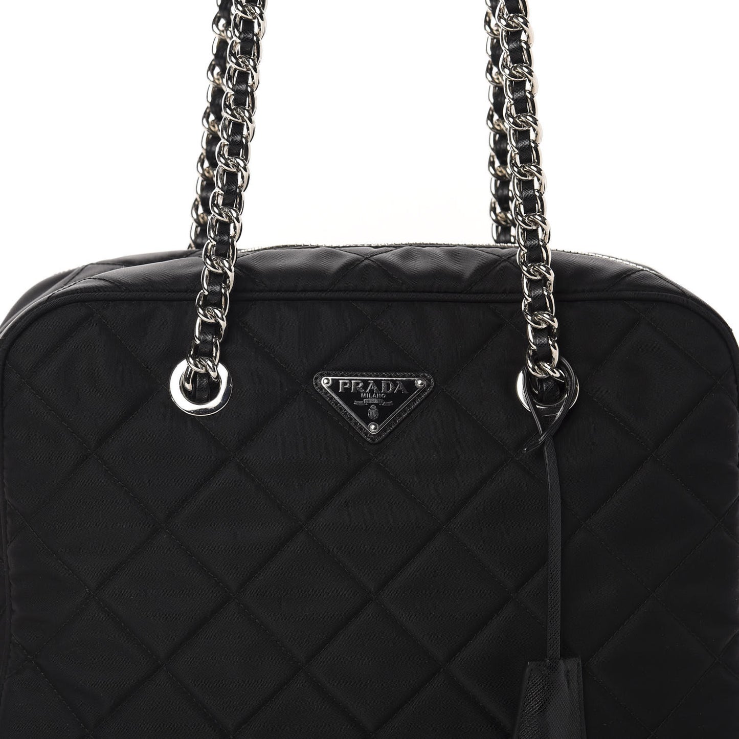 Nylon Tessuto Impuntu Quilted Shoulder Bag Black