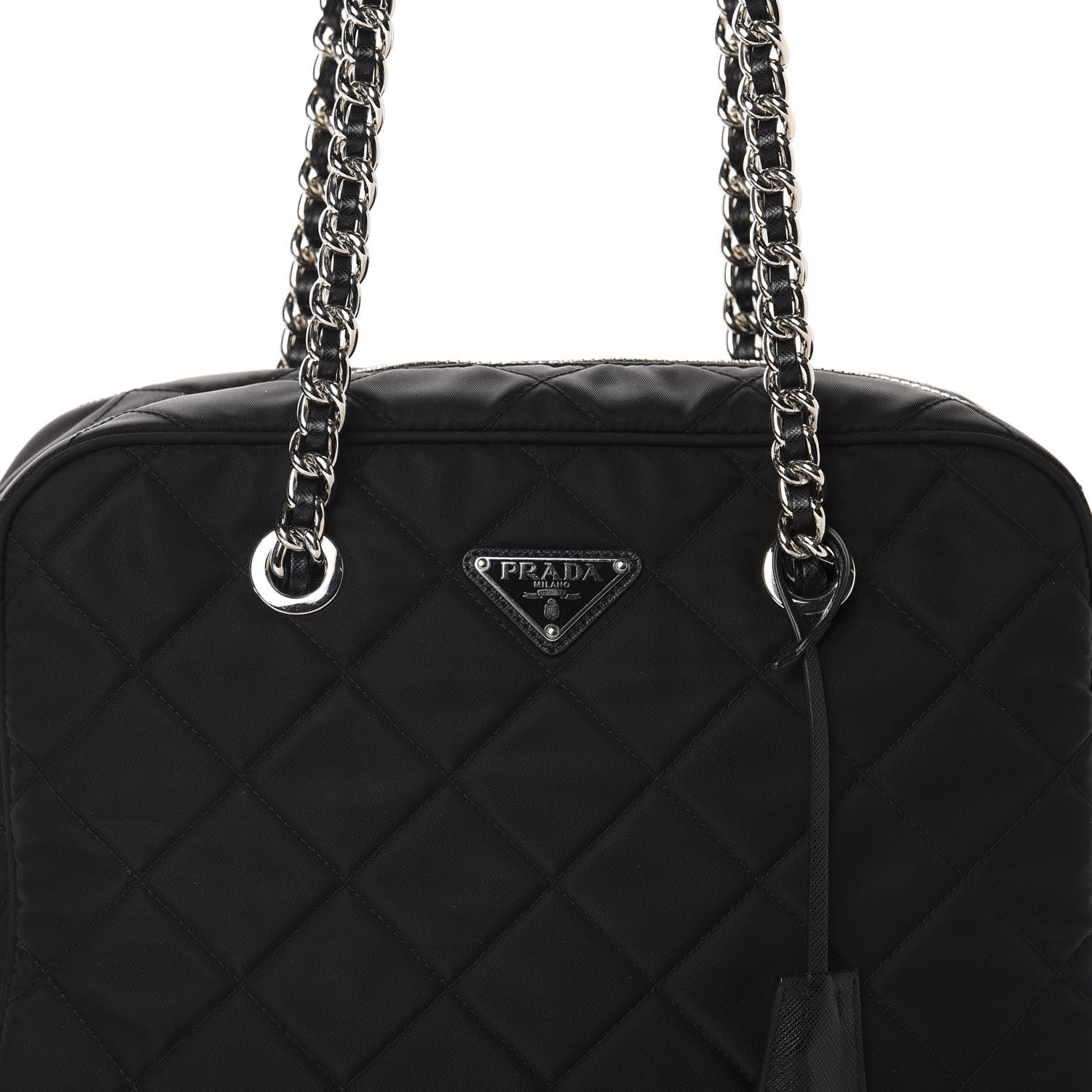 Prada Nylon Tessuto Impuntu Quilted Shoulder Bag Black 12 of 12