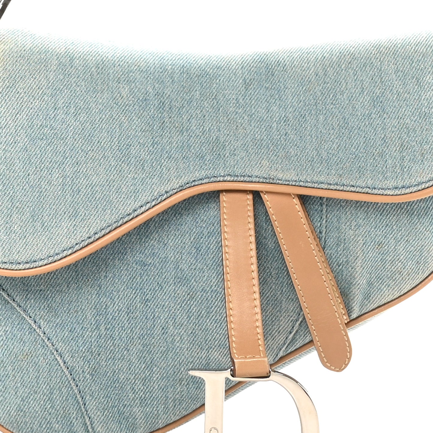 Denim Calfskin Saddle Bag Light Blue