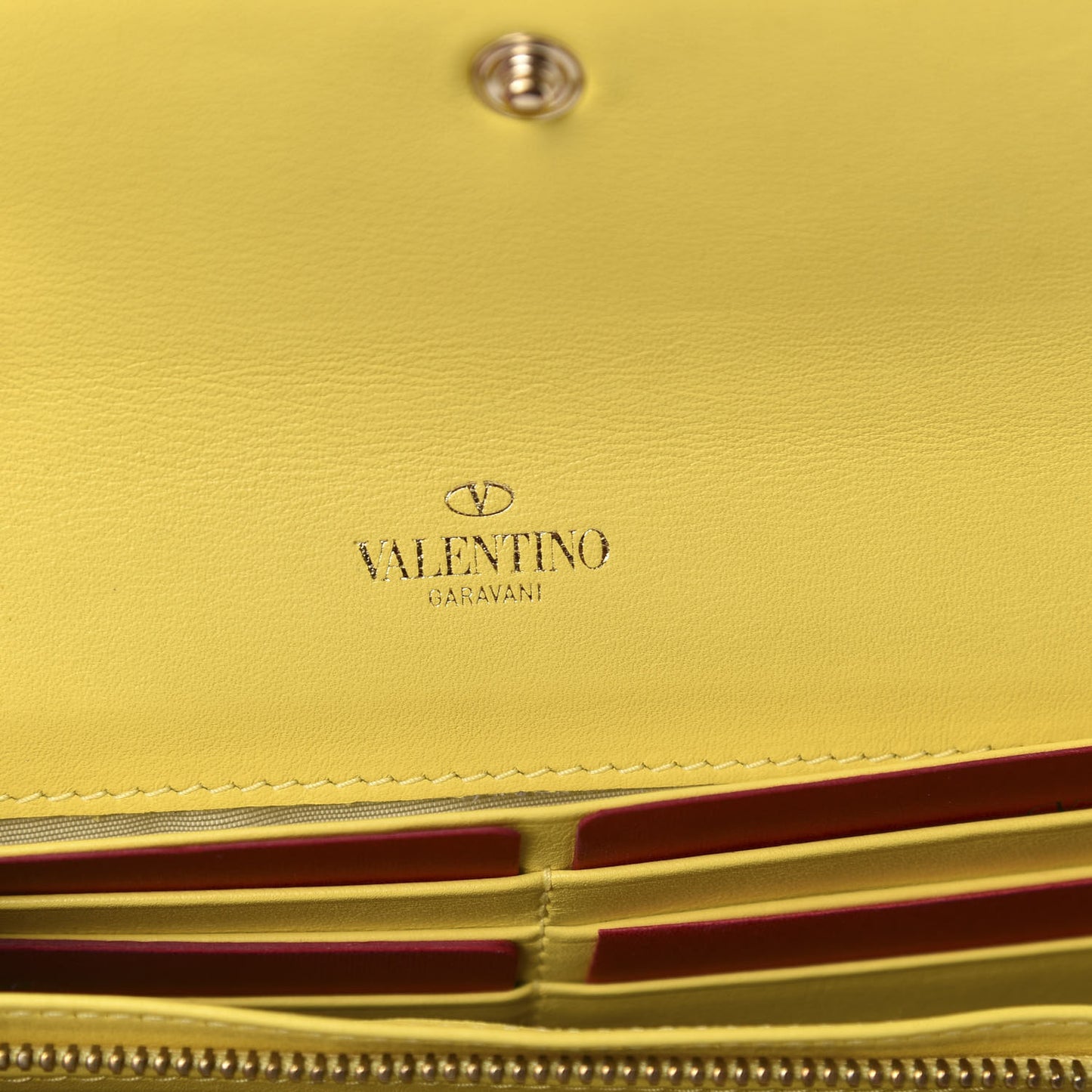 Calfskin Rockstud Wristlet Wallet Naples Yellow