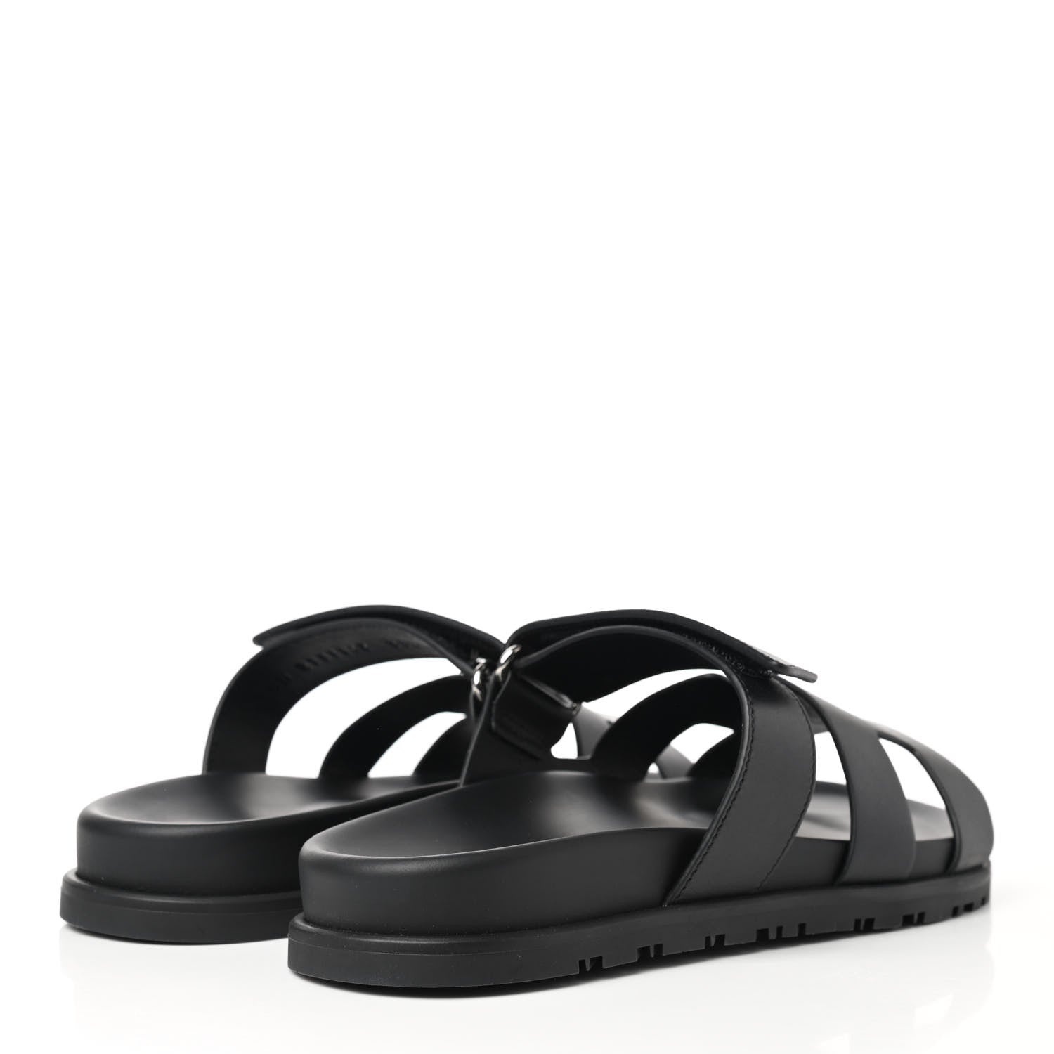 Hermes Calfskin Womens Chypre Sandals 38.5 Black 4 of 9
