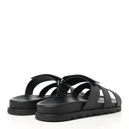 Hermes Calfskin Womens Chypre Sandals 38.5 Black 4 of 9
