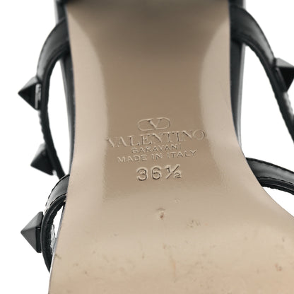 Valentino Garavani Calfskin Monochrome Rockstud 60mm Caged Slide Sandals 36.5 Black 7 of 9