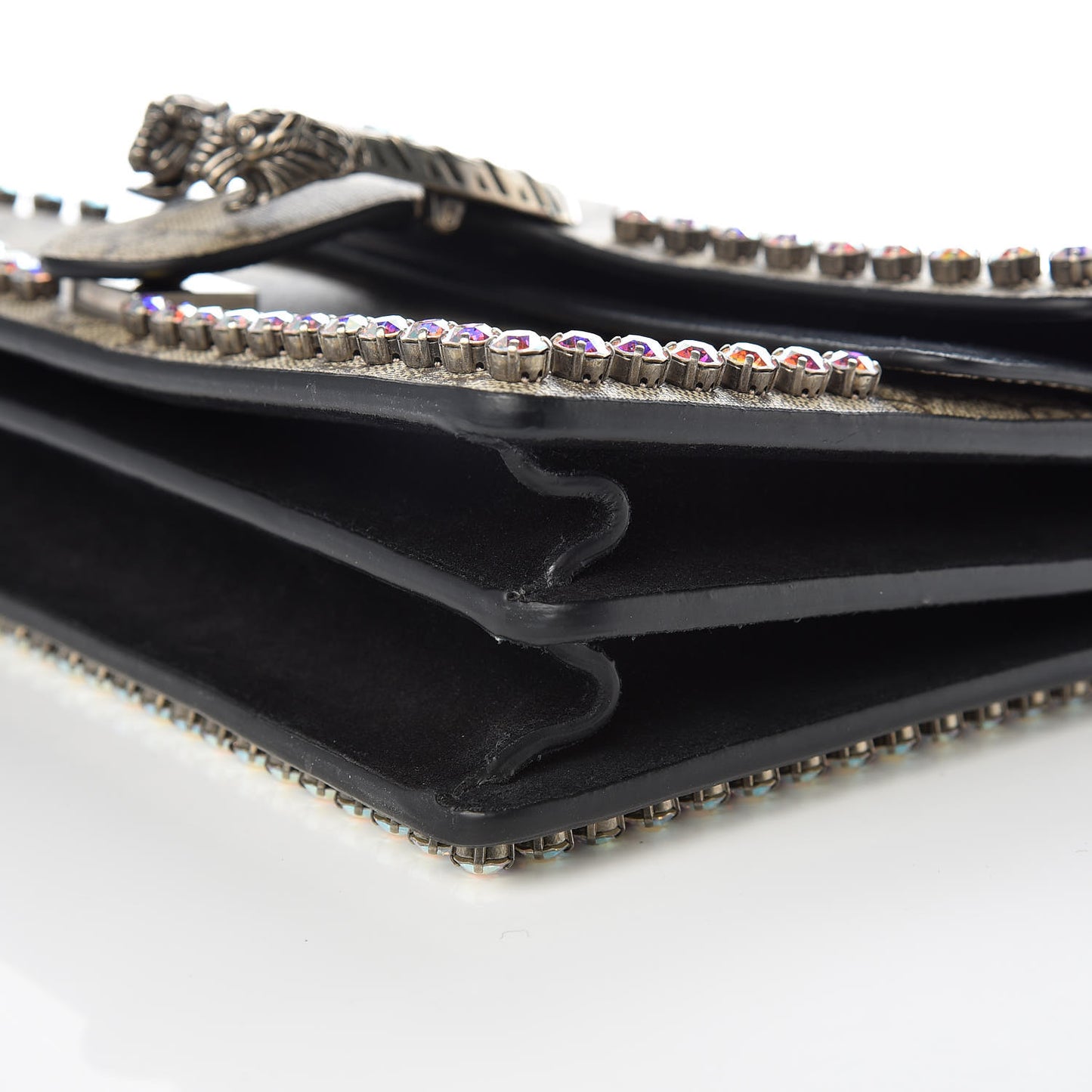 GG Supreme Monogram Crystal Small Dionysus Shoulder Bag Black