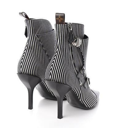Louis Vuitton Canvas Striped Janet Ankle Boots 41 Black 4 of 8
