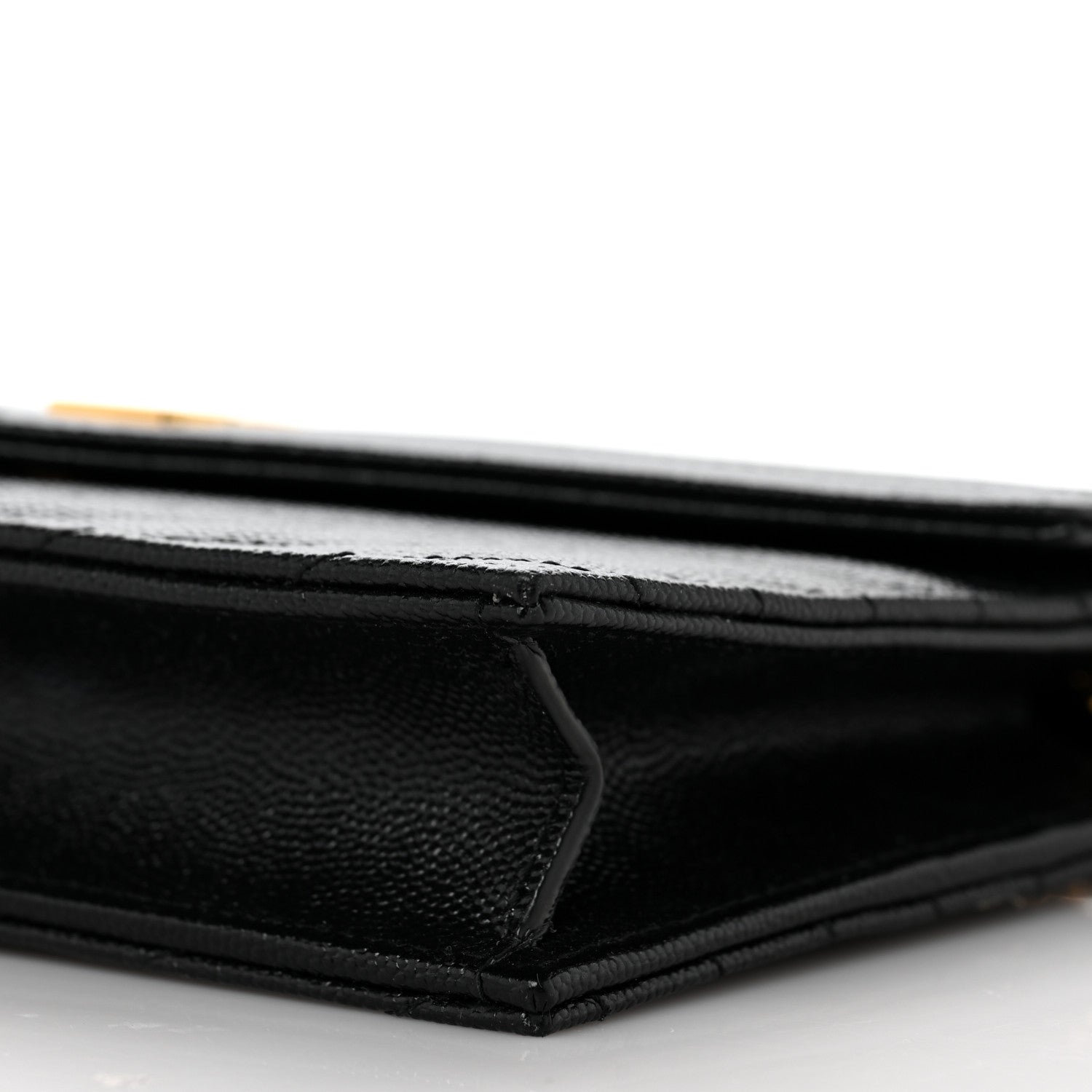 Saint Laurent Grain De Poudre Matelasse Chevron Monogram Envelope Chain Wallet Black 8 of 9