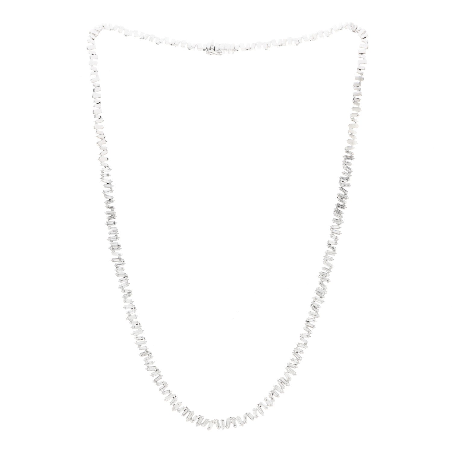Suzanne Kalan 18K White Gold Diamond Classic Fireworks Tennis Necklace 3 of 4
