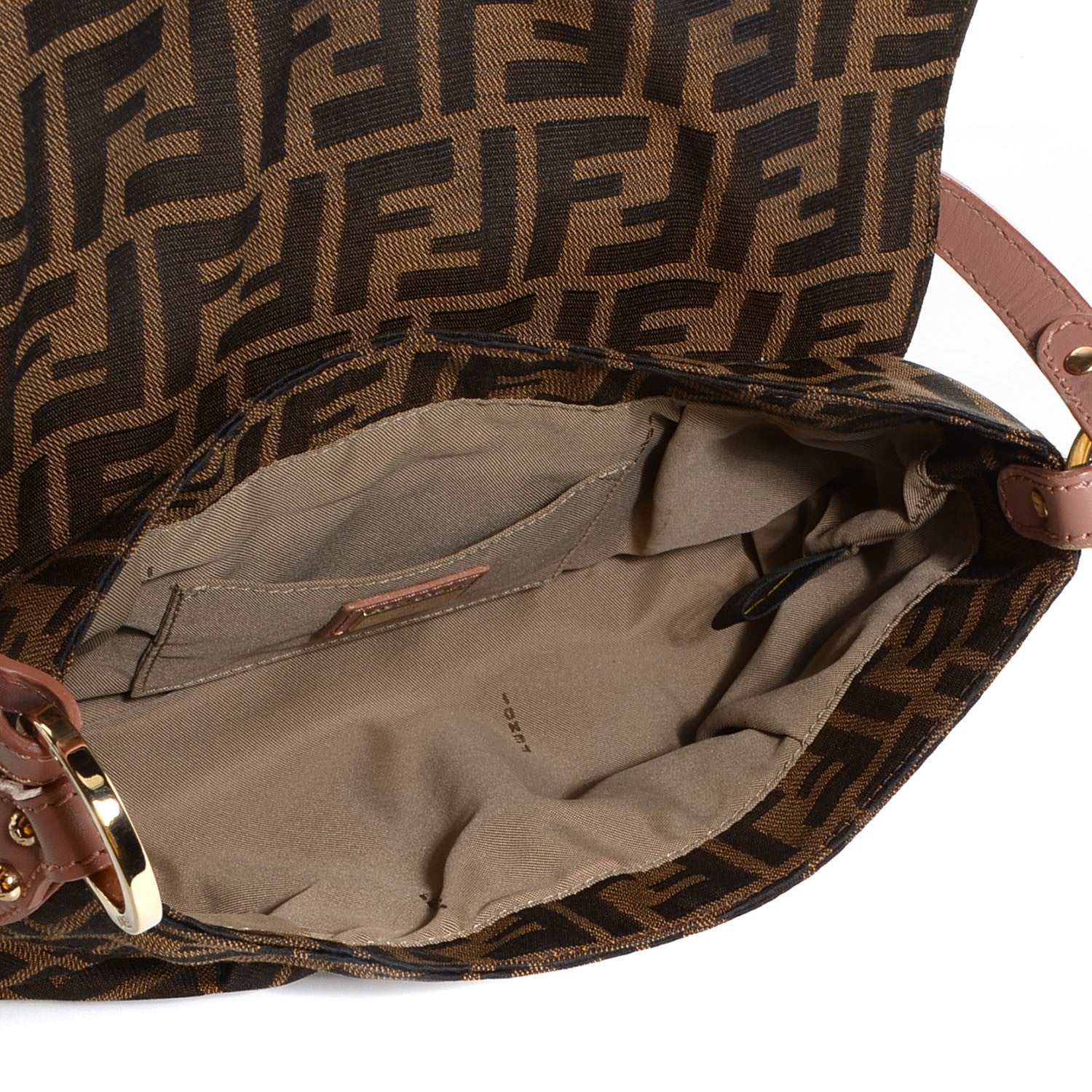 Fendi Zucca Cuoio Lucido Small Chef Shoulder Bag Tobacco Bois de Rose 5 of 9