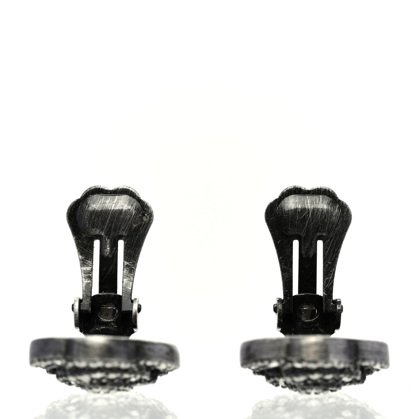 Crystal Flower Clip On Earrings Black