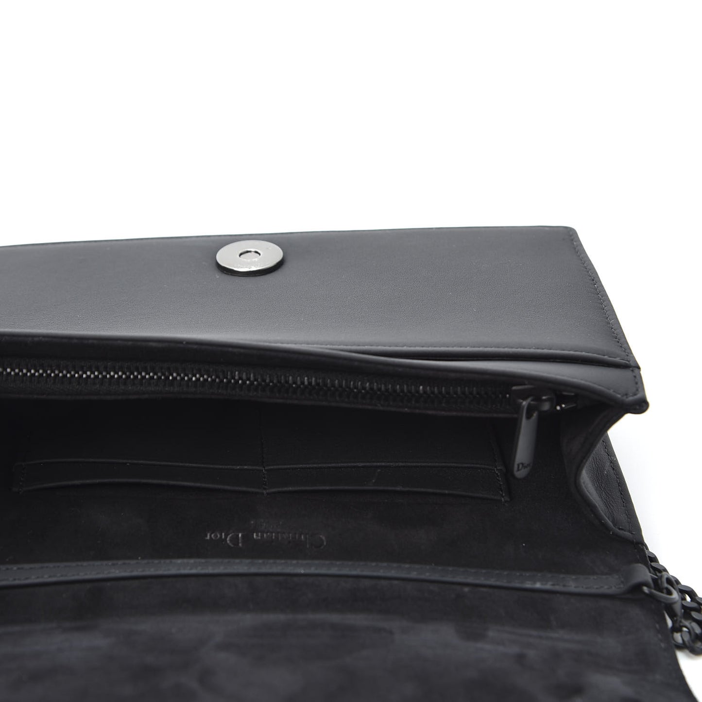 Ultra Matte Calfskin Diorama Wallet on Chain Pouch Black