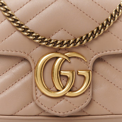Gucci Calfskin Matelasse Super Mini GG Marmont Shoulder Bag Porcelain Rose 8 of 10