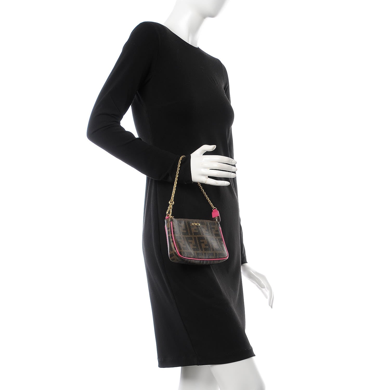 Fendi Zucca Spalmati Vitello Elite Pochette Tobacco Ciclamino 2 of 8