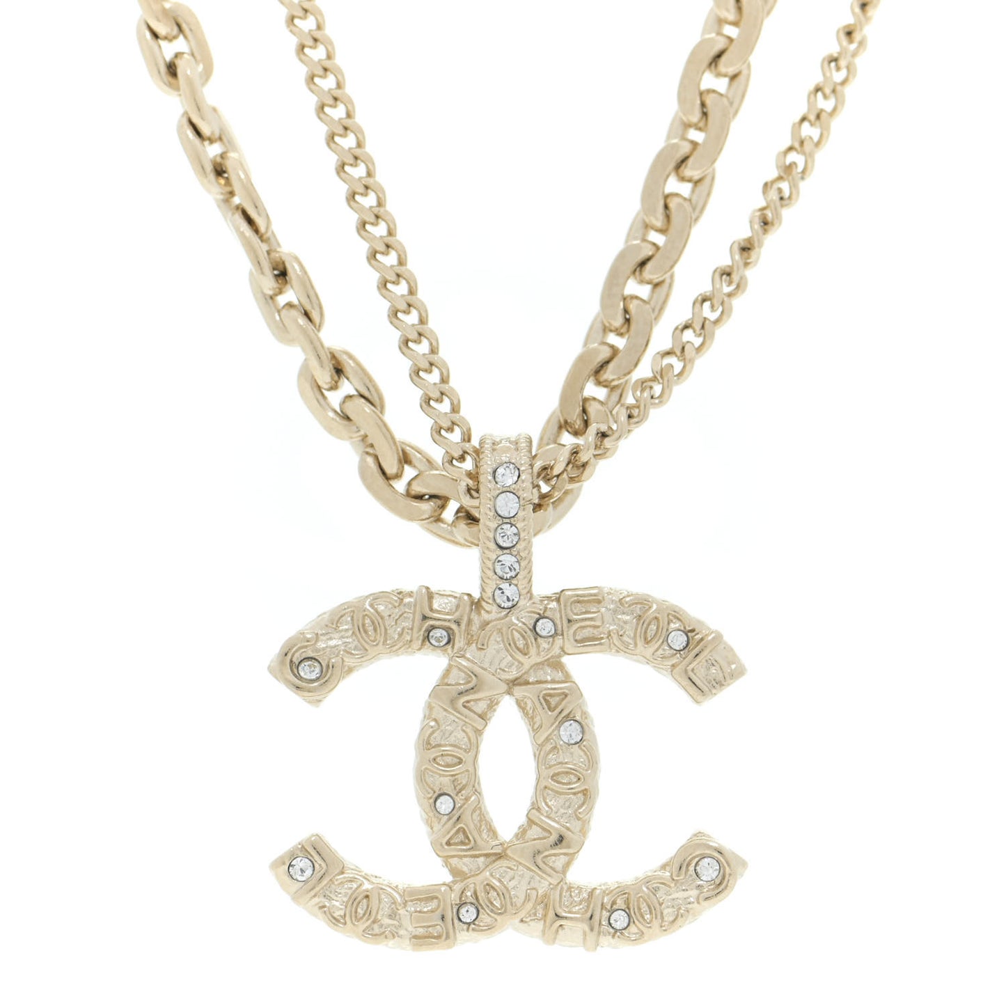 Crystal CC Multi Strand Chain Necklace Gold