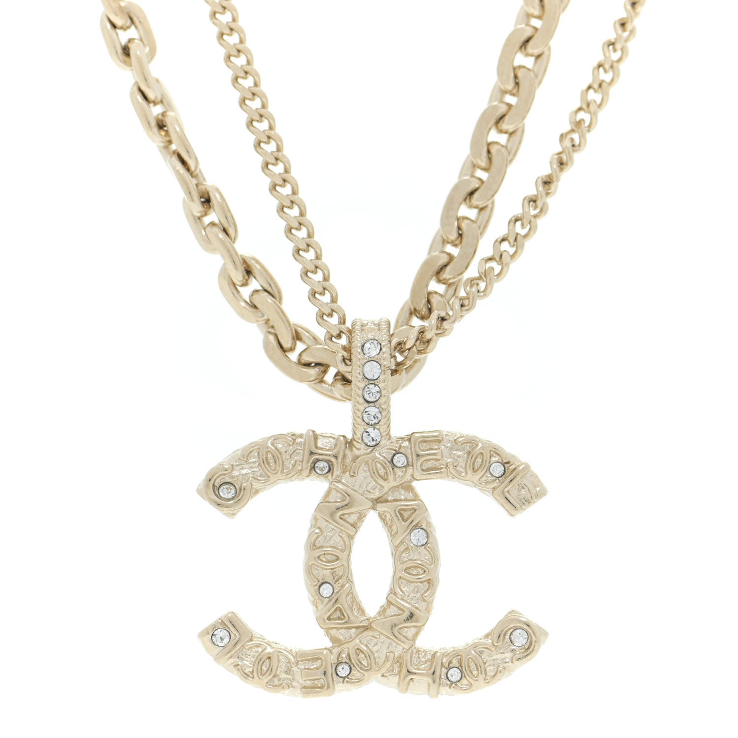 Chanel Crystal CC Multi Strand Chain Necklace Gold 4 of 6