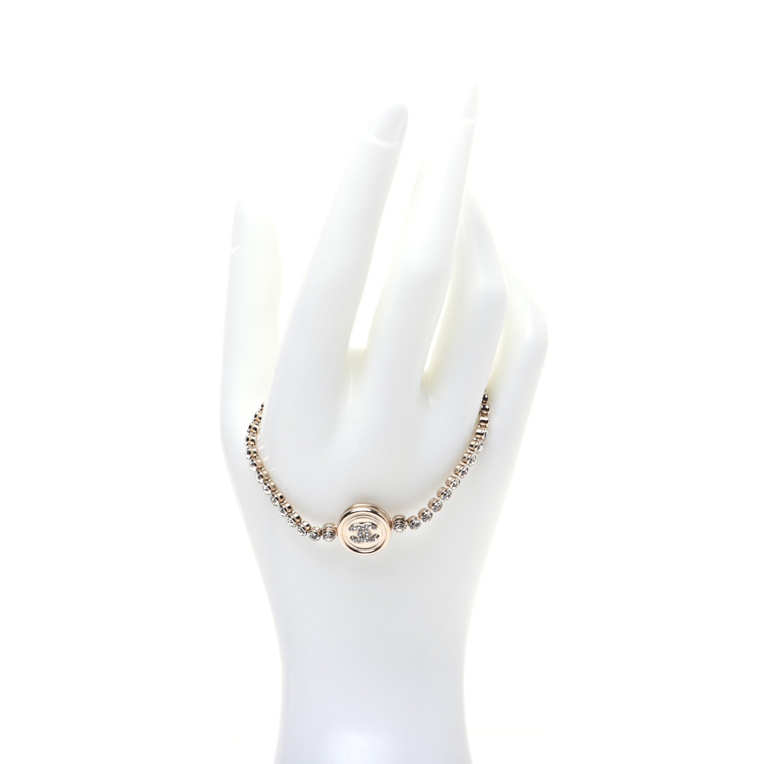 Chanel Crystal CC Chain Bracelet Gold 2 of 6