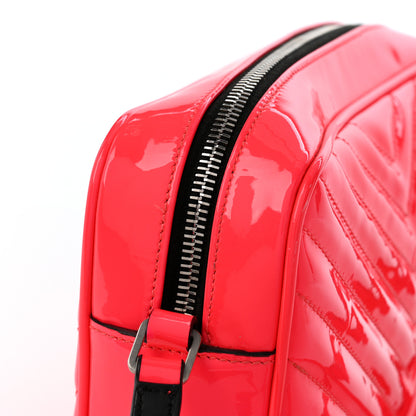 Saint Laurent Patent Calfskin Matelasse Monogram Lou Camera Bag Neon Pink 13 of 14