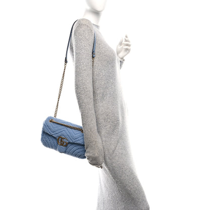 Gucci Merino Wool Matelasse Small GG Marmont Shoulder Bag Cadet Blue 2 of 10