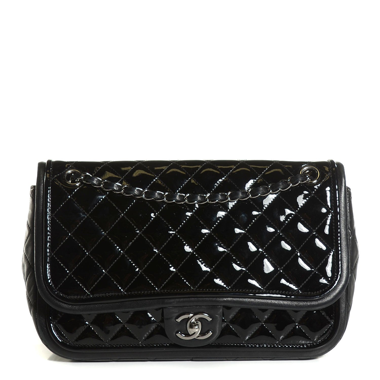 Chanel Patent Quilted Jumbo Classic Twist Flap Bag Black 1 of 8