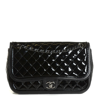 Chanel Patent Quilted Jumbo Classic Twist Flap Bag Black 1 of 8