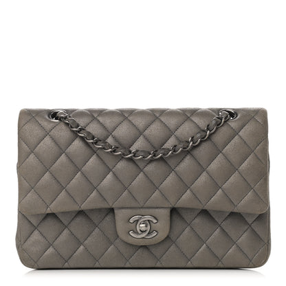 Chanel Metallic Lambskin Quilted Medium Double Flap Pewter 1 of 17