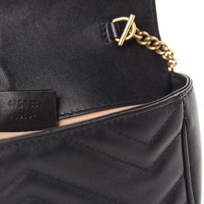 Gucci Calfskin Matelasse Super Mini GG Marmont Shoulder Bag Black 10 of 11