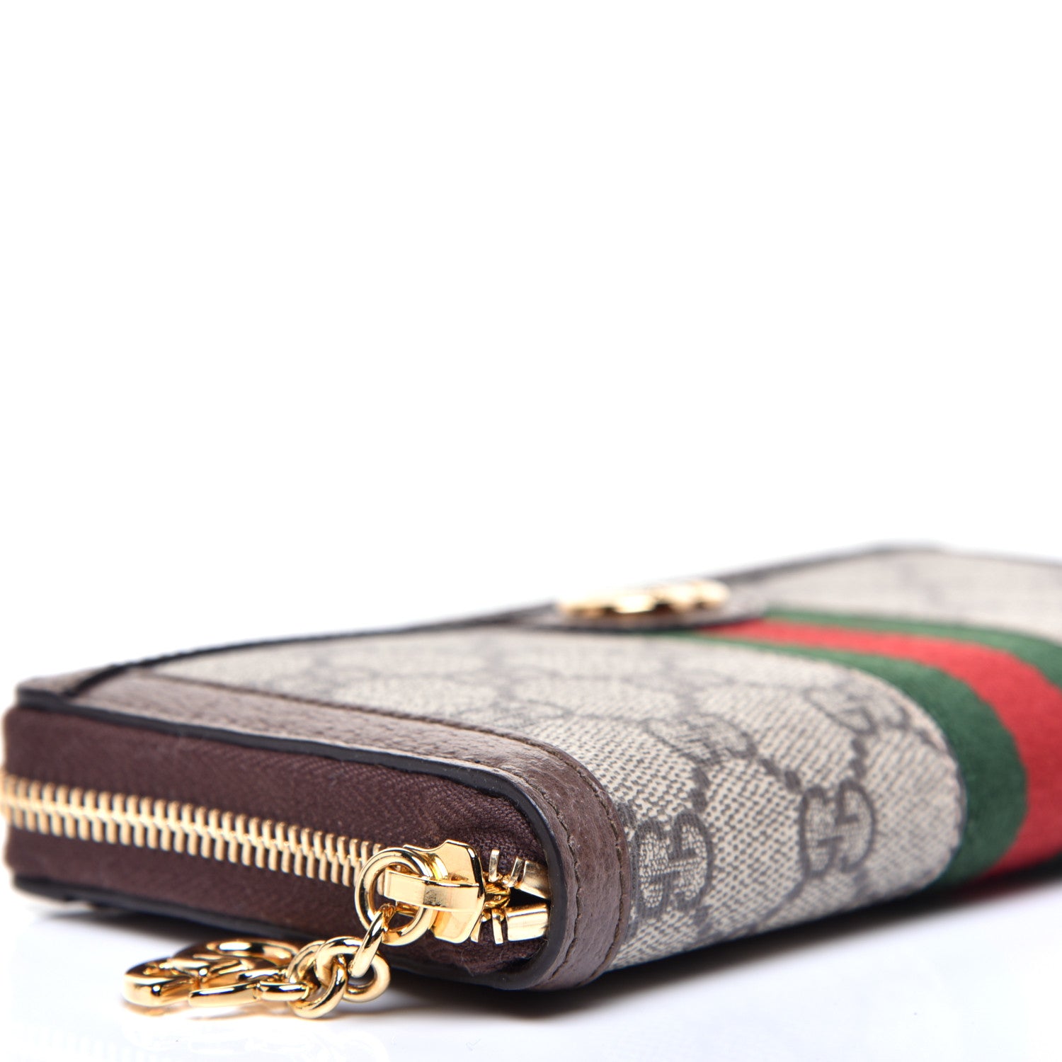 Gucci GG Supreme Monogram Web Ophidia Zip Around Wallet Brown 6 of 10