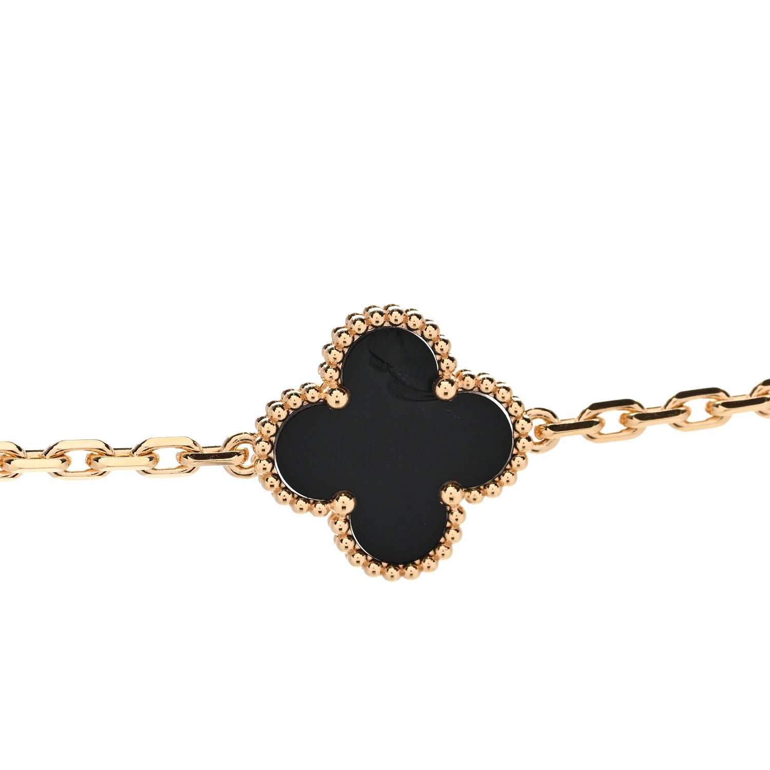 Van Cleef & Arpels 18K Yellow Gold Black Onyx 20 Motifs Vintage Alhambra Necklace 7 of 9