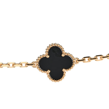 Van Cleef & Arpels 18K Yellow Gold Black Onyx 20 Motifs Vintage Alhambra Necklace 7 of 9