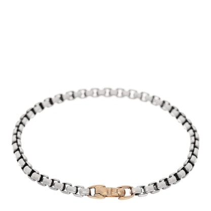 David Yurman Sterling Silver 14K Yellow Gold 4mm Box Chain Bracelet 2 of 3
