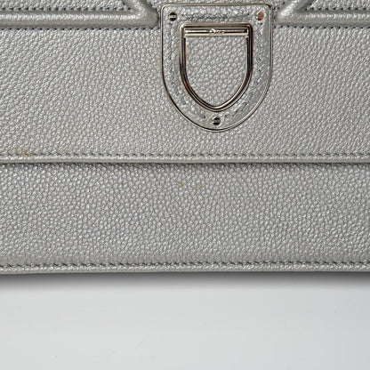 Christian Dior Metallic Grained Calfskin Diorama Satchel Silver 10 of 10