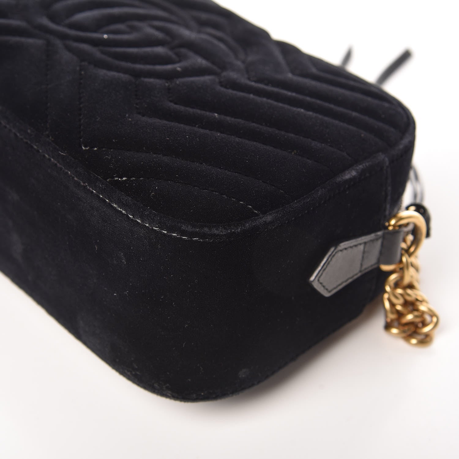 Gucci Velvet Matelasse Small GG Marmont Chain Shoulder Bag Black 15 of 21