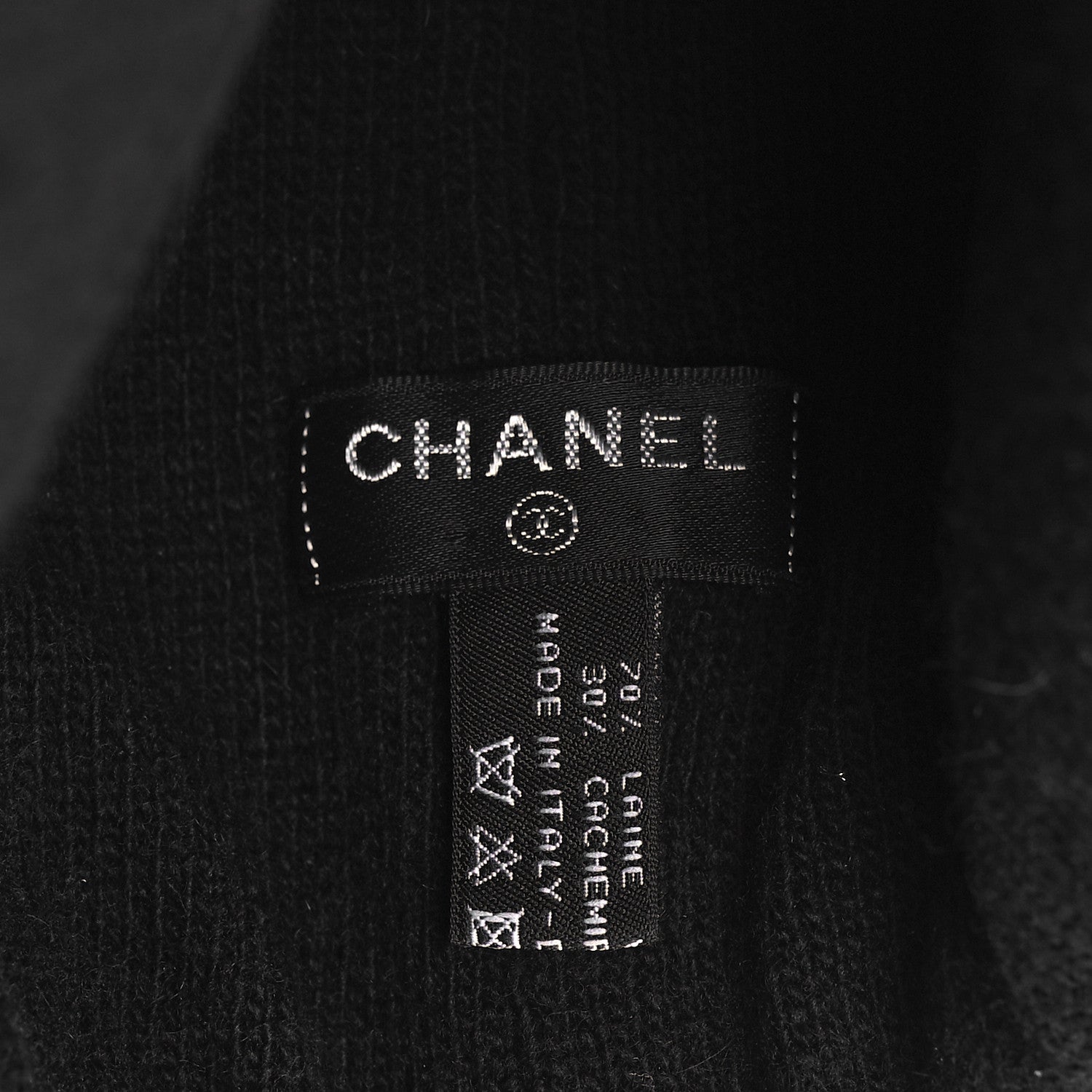 Chanel Cashmere Logo Beanie Hat Black Fuchsia 5 of 5