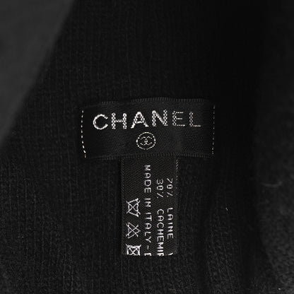 Chanel Cashmere Logo Beanie Hat Black Fuchsia 5 of 5