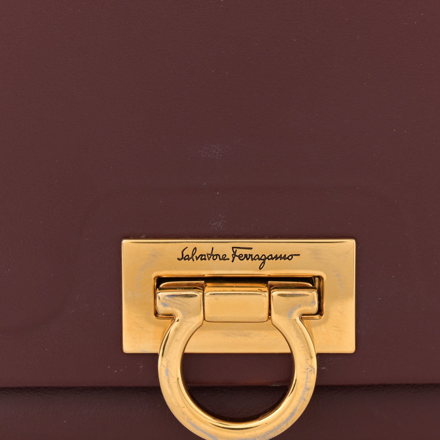 Salvatore Ferragamo Calfskin Trifolio Wallet On Chain Burgundy 15 of 15