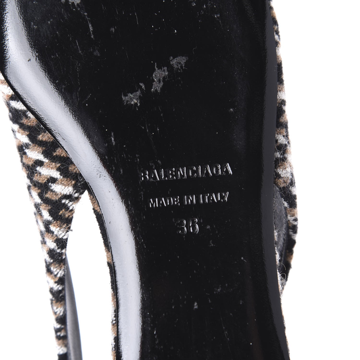 Balenciaga Tweed Prince Of Wales BB Knife Pointy Toe Slingback Flats 36 Brown 10 of 11