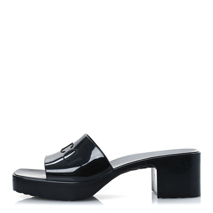 Gucci Rubber Gucci Logo Womens Platform 20/60mm Slide Sandals 40 Black 1 of 11