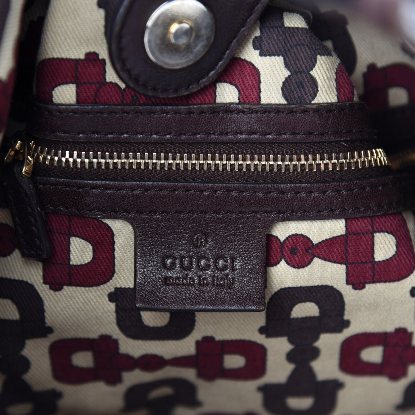 Guccissima Studded Pelham Shoulder Bag Dark Brown